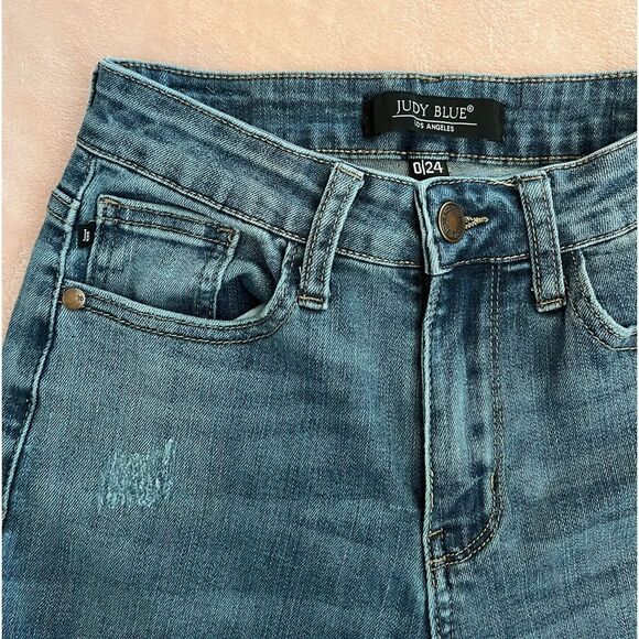 Judy Blue Jeans Lightly Distressed Size 0 Waist 24 - Picture 3 of 7